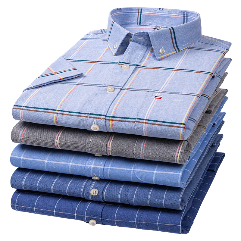 Quality Men Shirt Short Sleeve - Oxford Cotton Casual Shirt Business ulasan dan harga